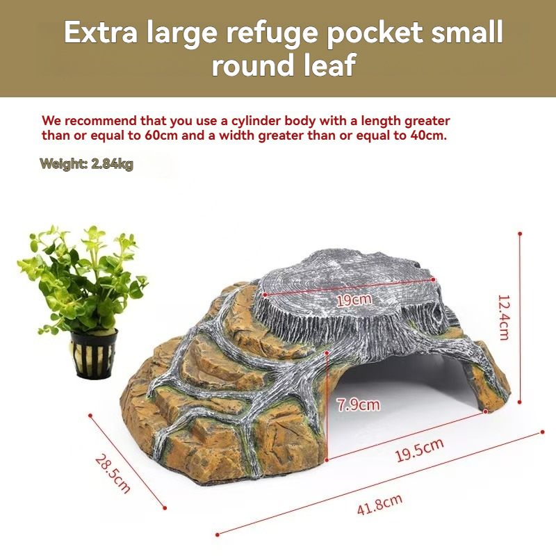 Extra Large Resin Reptile Hideouts Cave Habitat Decor for Reptiles, Amphibians, Fish Tanks and Gecko, Leopard