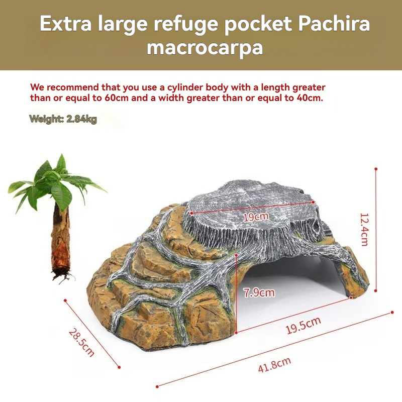 Extra Large Resin Reptile Hideouts Cave Habitat Decor for Reptiles, Amphibians, Fish Tanks and Gecko, Leopard
