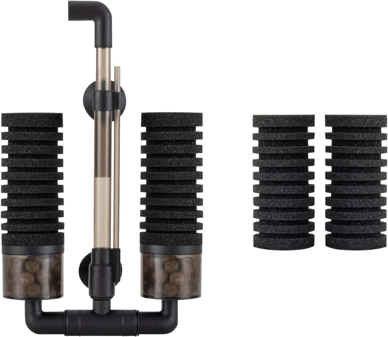 hygger Aquarium Double Sponge Filter, Comes with 2 Spare Sponges (S)