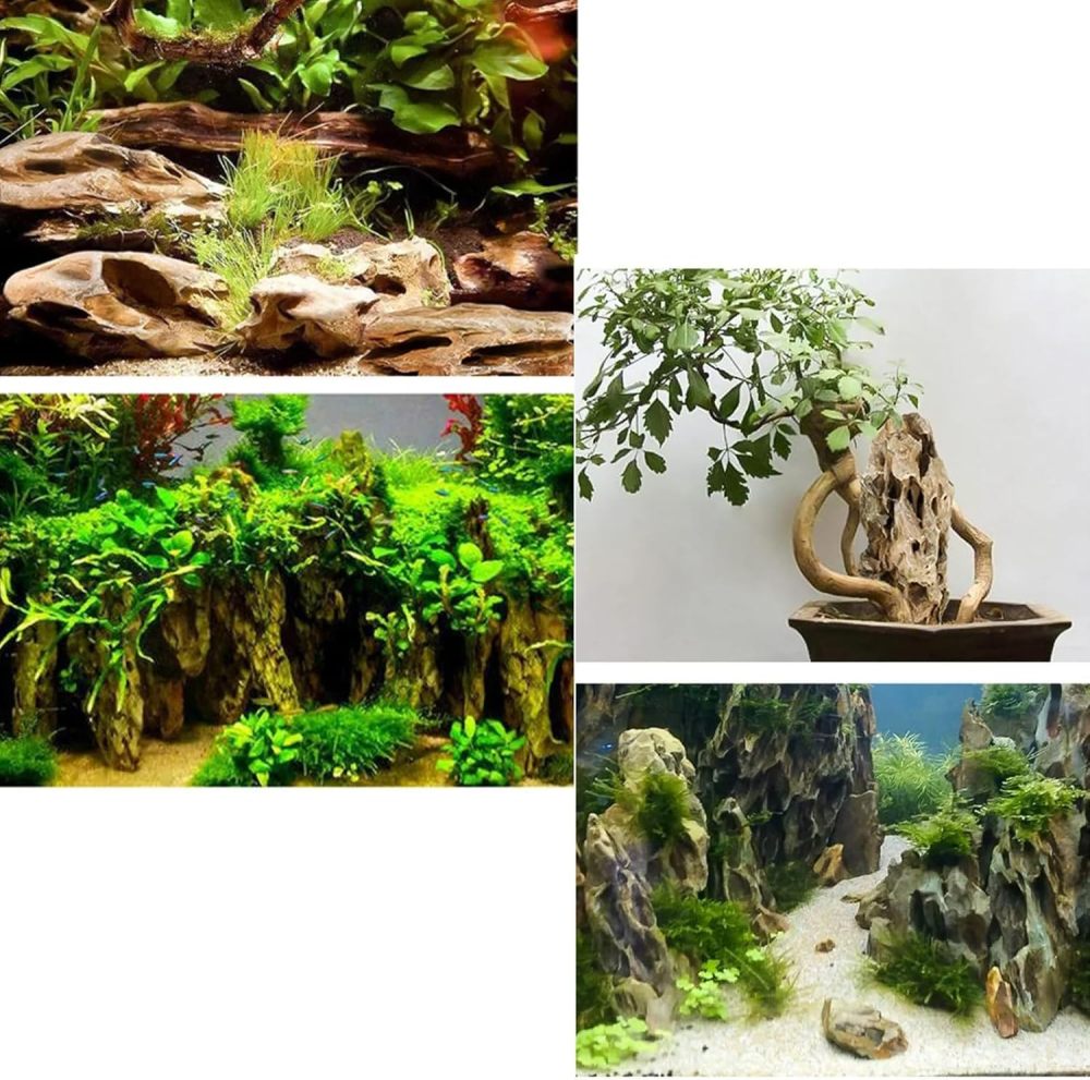 Unocho Natural Aquarium Rocks 5LB Dragon Stone Rock Aquariums Decoration Aquascaping Stone for Aquariums Landscaping Model Fish Tanks Terrariums Vivariums-2-4 inches