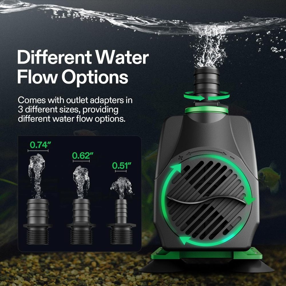 VIVOSUN 800GPH Submersible Pump & 1-Pack LCD Digital Aquarium Thermometer, Ultra Quiet Water Pump with 10ft High Lift, for Fish Tank, Pond, Aquarium, Statuary, Hydroponics