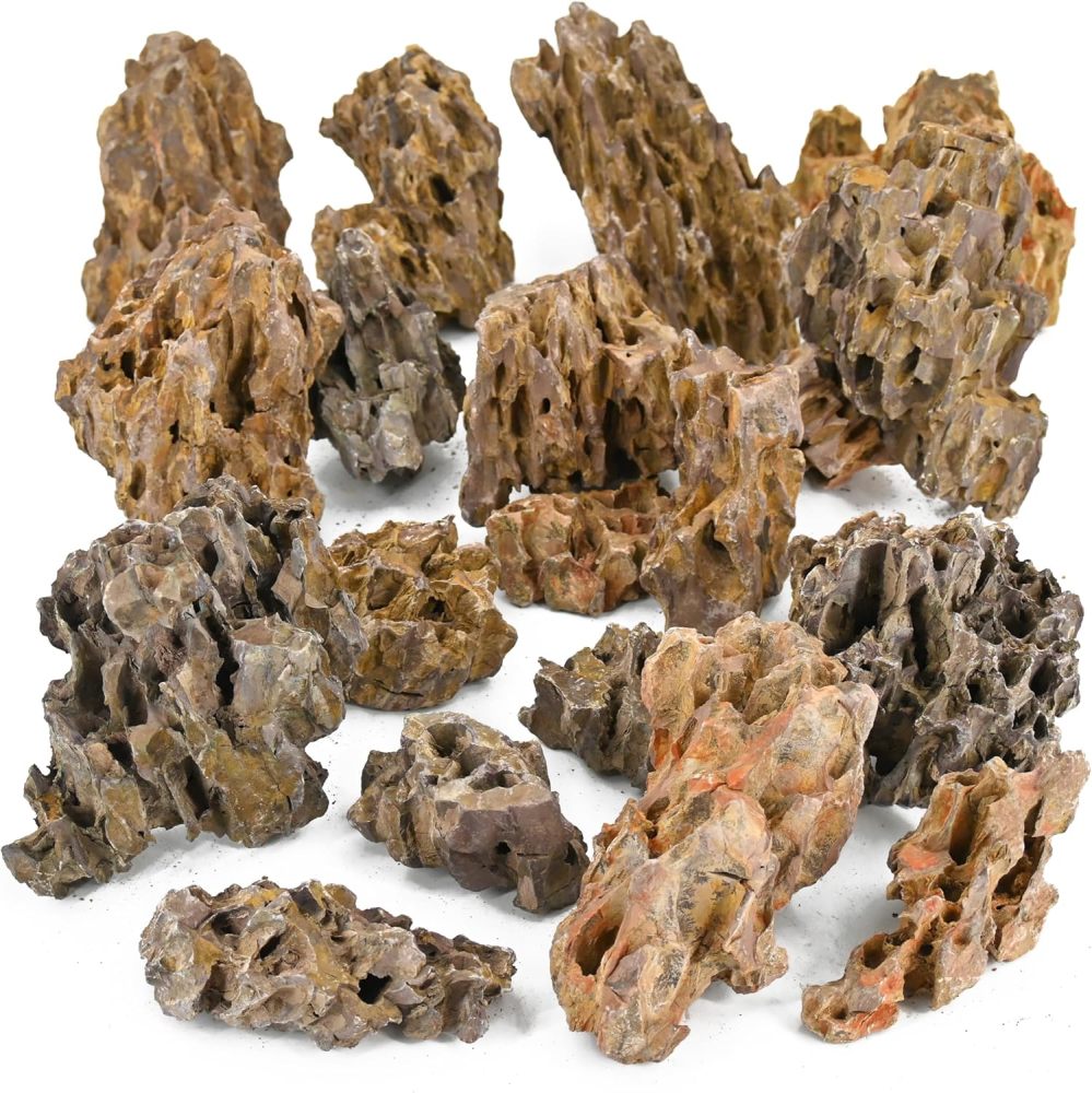 Unocho Natural Aquarium Rocks 5LB Dragon Stone Rock Aquariums Decoration Aquascaping Stone for Aquariums Landscaping Model Fish Tanks Terrariums Vivariums-2-4 inches