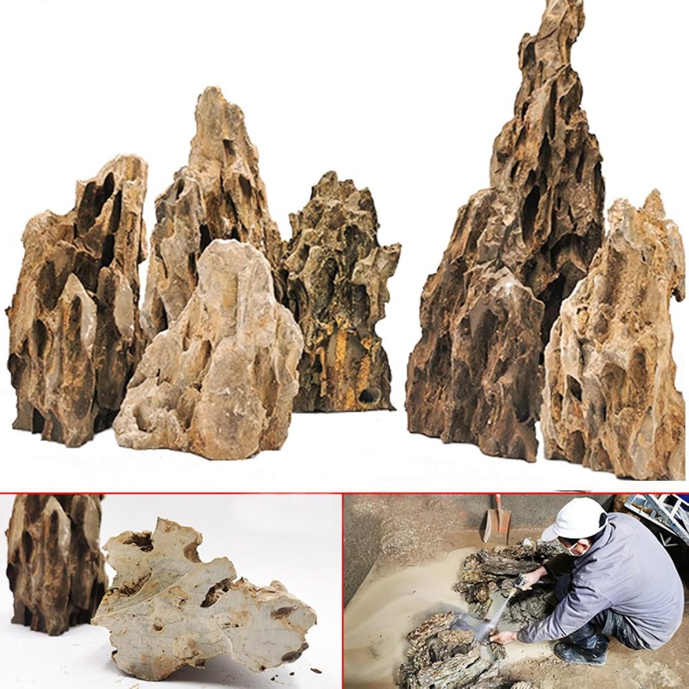 Unocho Natural Aquarium Rocks 5LB Dragon Stone Rock Aquariums Decoration Aquascaping Stone for Aquariums Landscaping Model Fish Tanks Terrariums Vivariums-2-4 inches