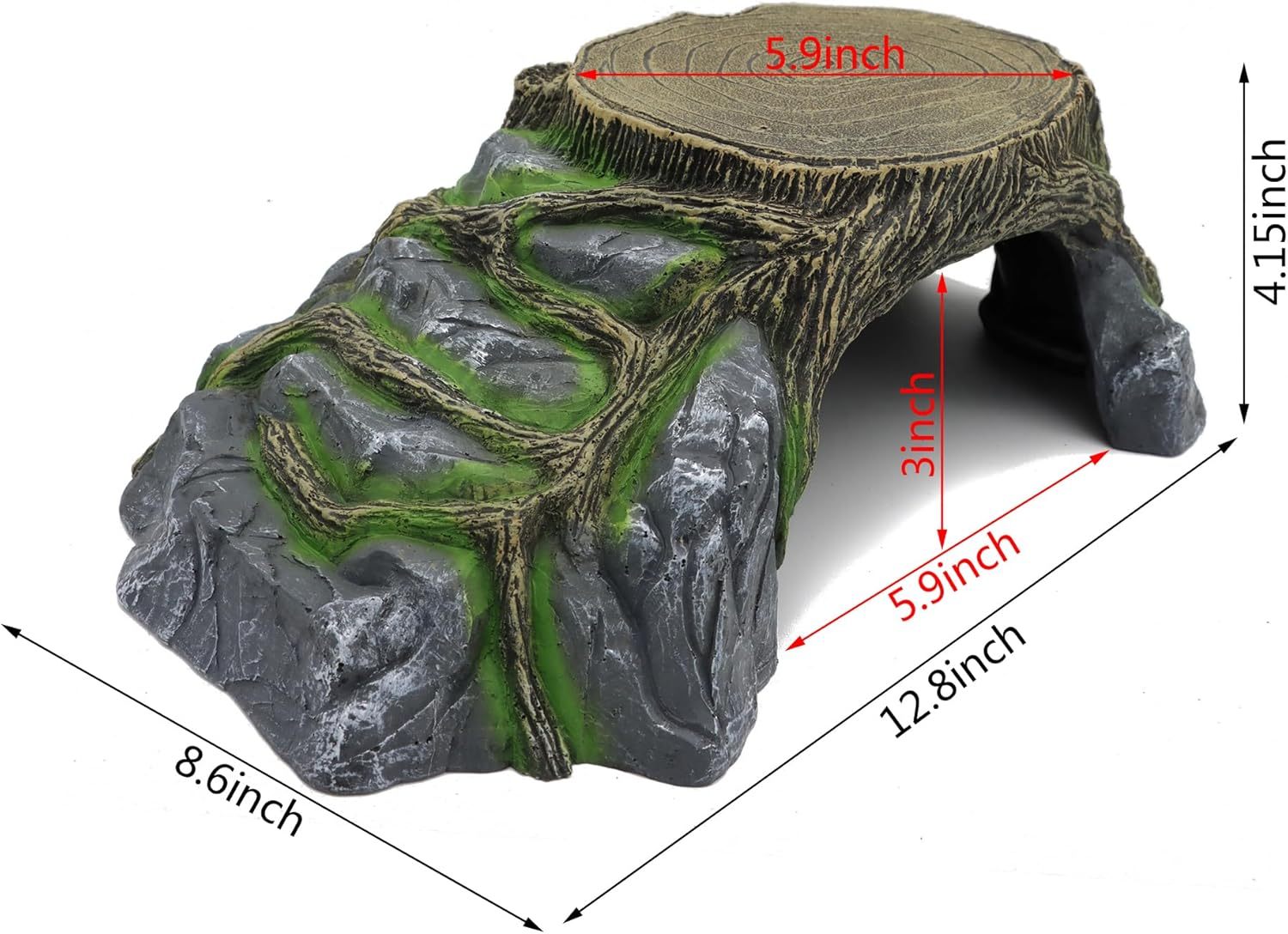 Extra Large Resin Reptile Hideouts Cave Habitat Decor for Reptiles, Amphibians, Fish Tanks and Gecko, Leopard