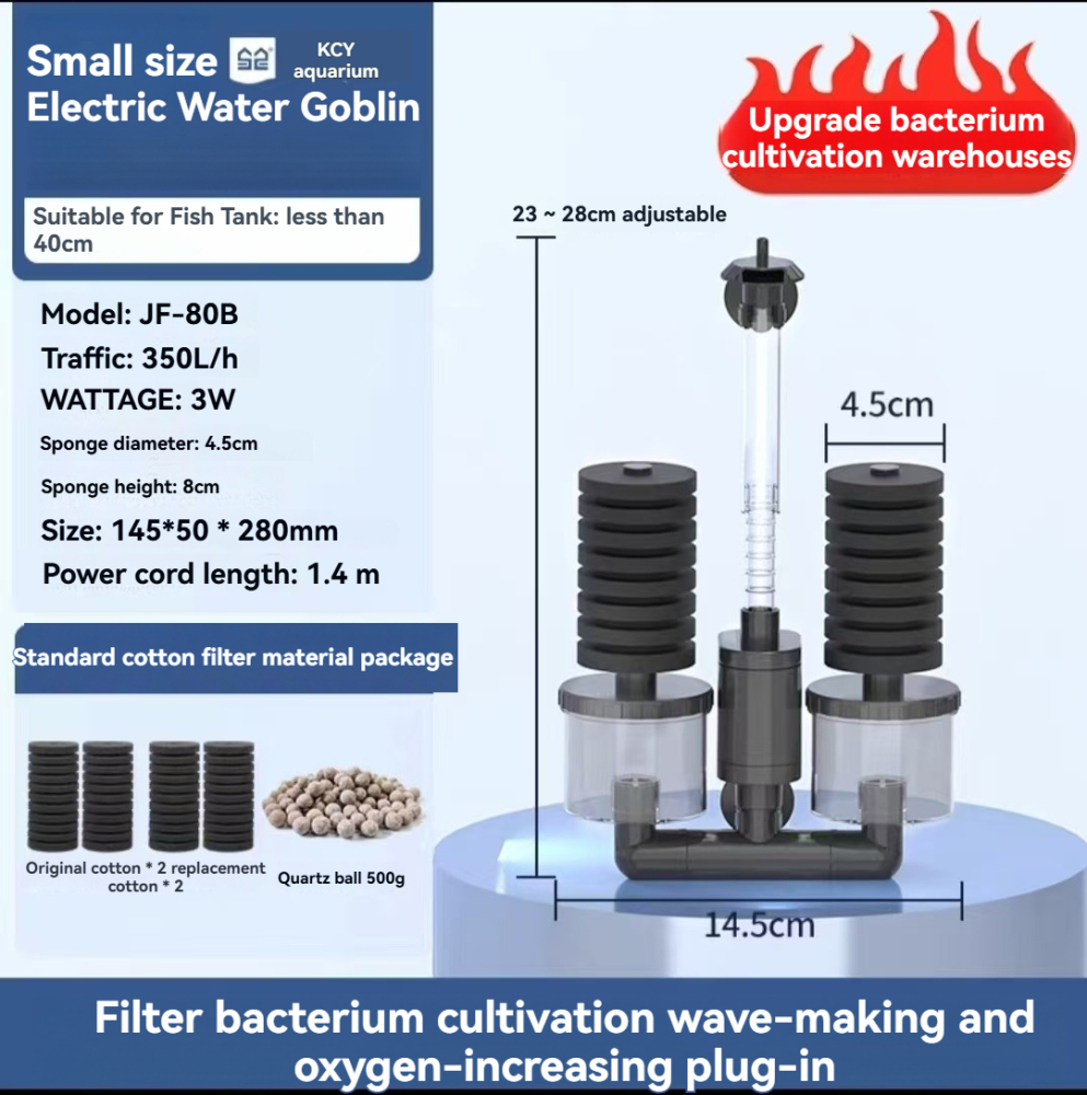 PETKCY Aquarium Double Sponge Filter, Comes with 2 Spare Sponges (S)