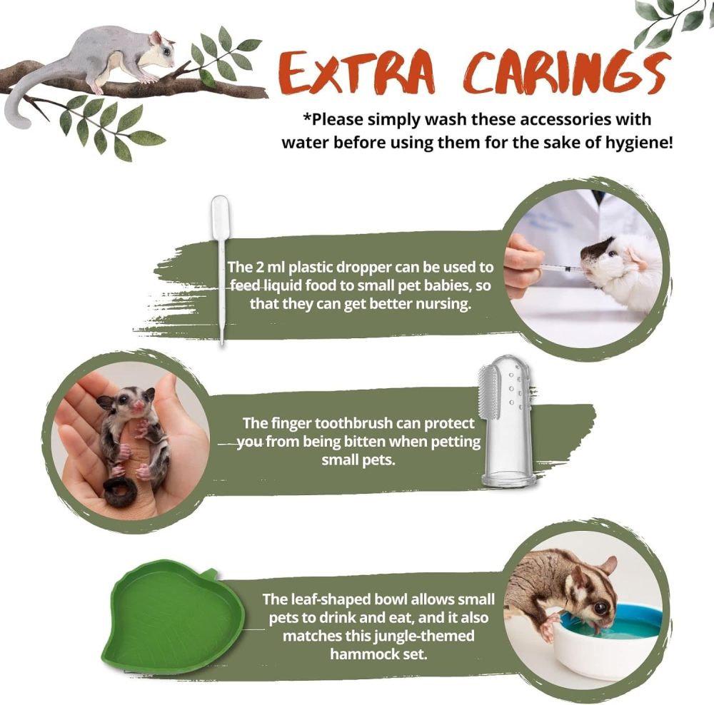 5Pcs Sugar Glider Supplies Cage Accessories Hammock Set Hanging Bed Hideout for Small Animal Pets Hamster Guinea Pig Squirrel Gerbils