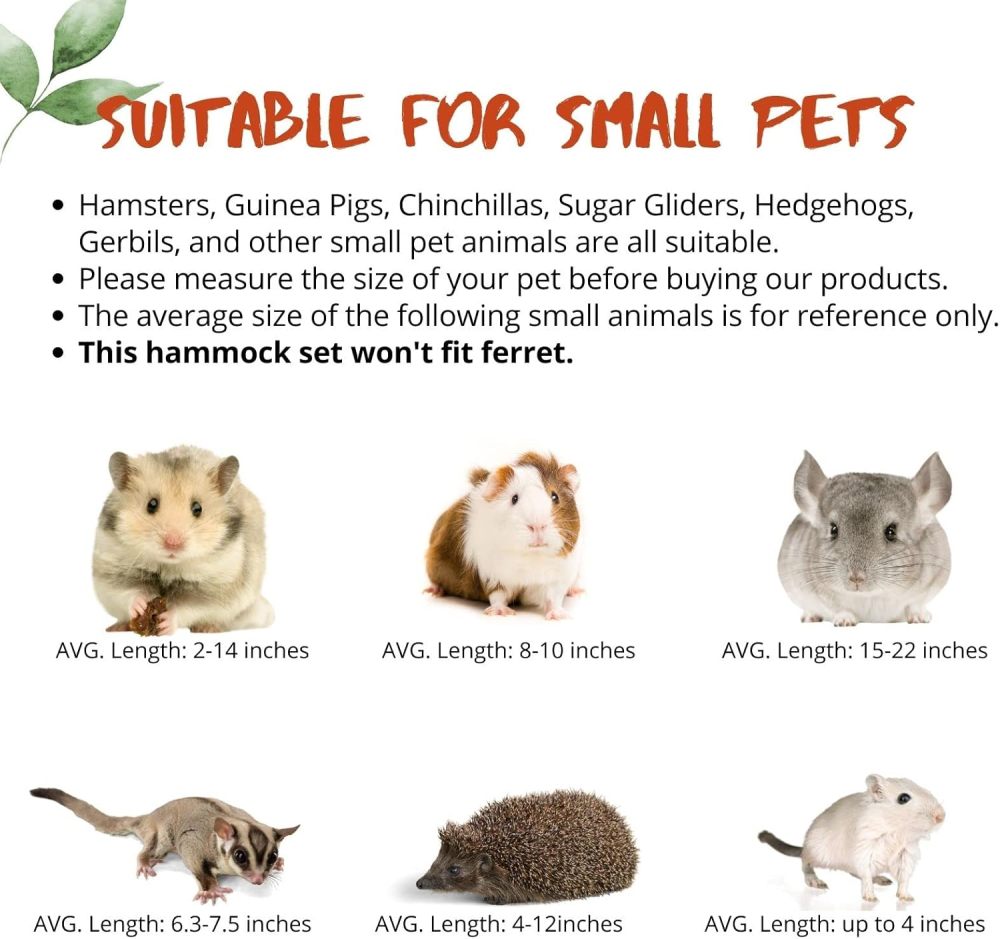 5Pcs Sugar Glider Supplies Cage Accessories Hammock Set Hanging Bed Hideout for Small Animal Pets Hamster Guinea Pig Squirrel Gerbils