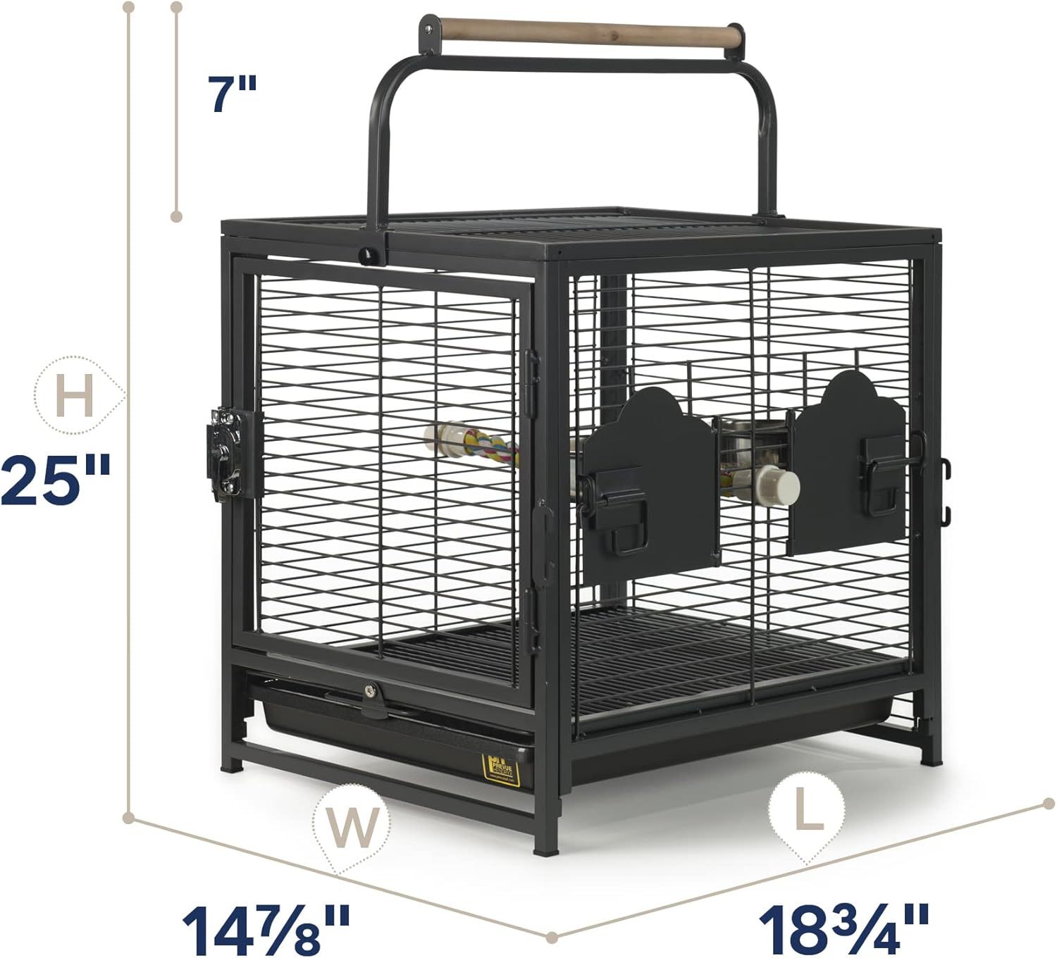 Prevue Pet Products Travel Carrier for Birds, Black 18.8"L x 14.9"W x 18.0"H