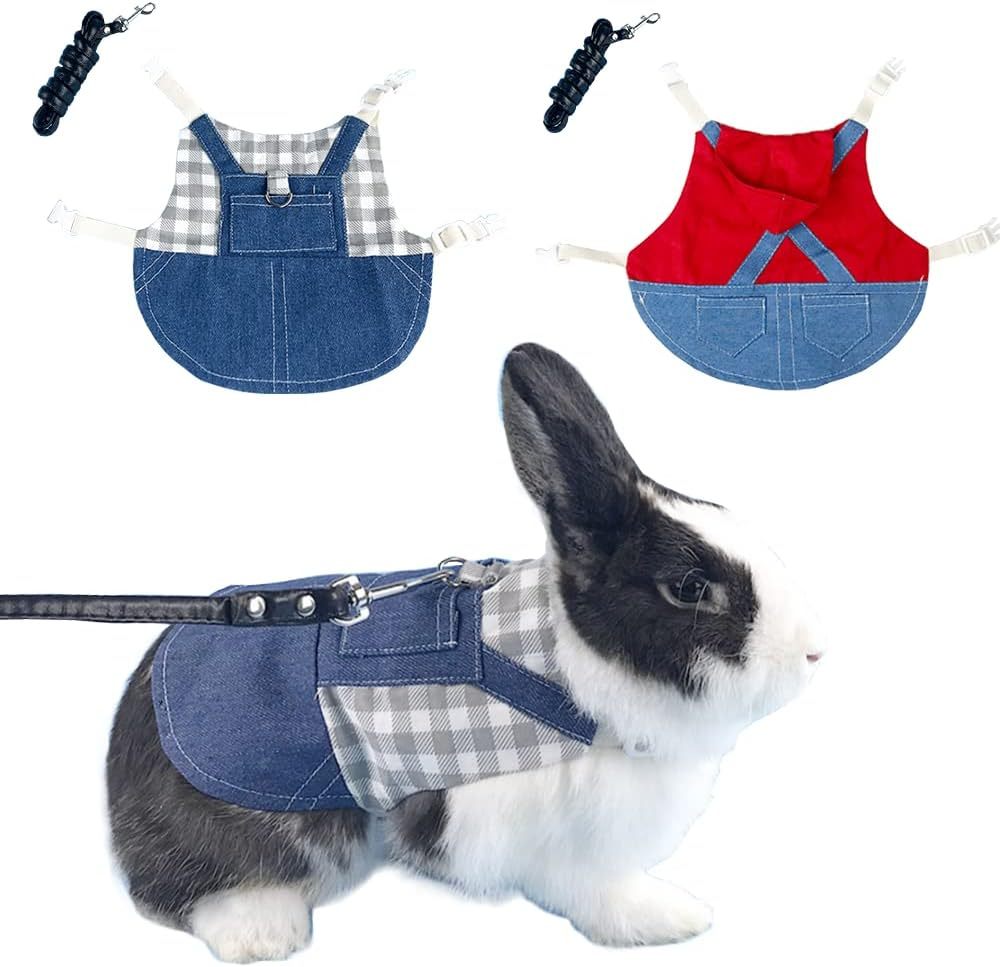 2 PCS Rabbit and Kitten Pet Harness - Small Breed Clothes for Bunny, Guinea Pig, Tiny Puppy & Hedgehog