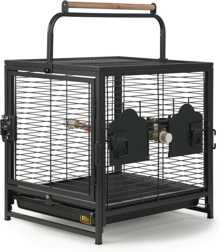 Prevue Pet Products Travel Carrier for Birds, Black 18.8"L x 14.9"W x 18.0"H