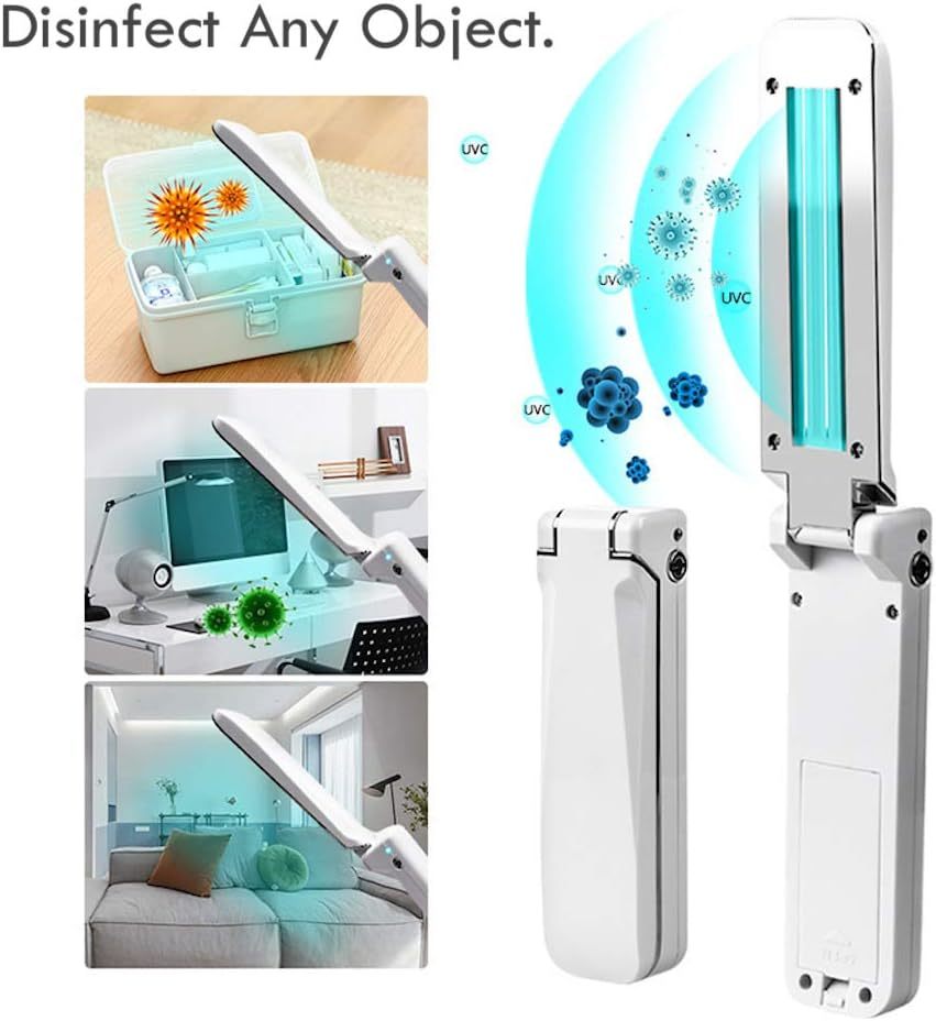 UV Light Sanitizer & Ultraviolet Disinfection Device (Portable UV-C Cleaner for Home, Car, Bathroom | Foldable UVC Disinfection Bulb | Kill 99% of Germs, Bacteria, Viruses | USA)