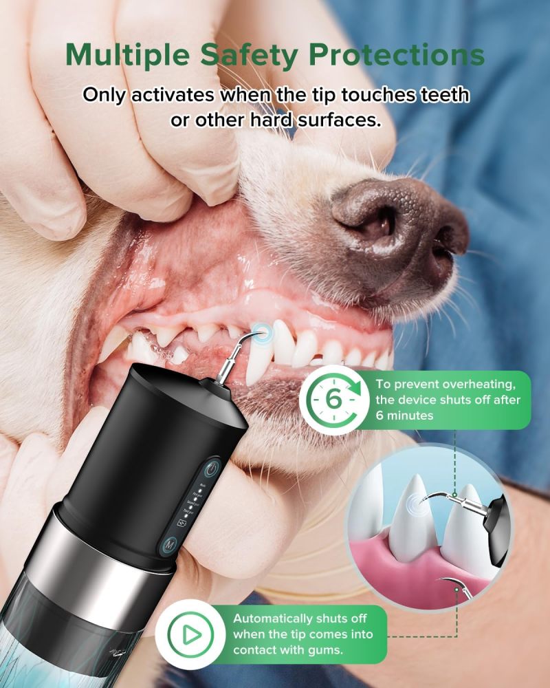YABIFE Non-Vibrating Ultrasonic Tooth Cleaner for Dogs with Water Cooling System. Dog Plaque and Starter Remover, with Dental Care Kit and Teeth Brush, 3 Cleaning Modes with Lighting