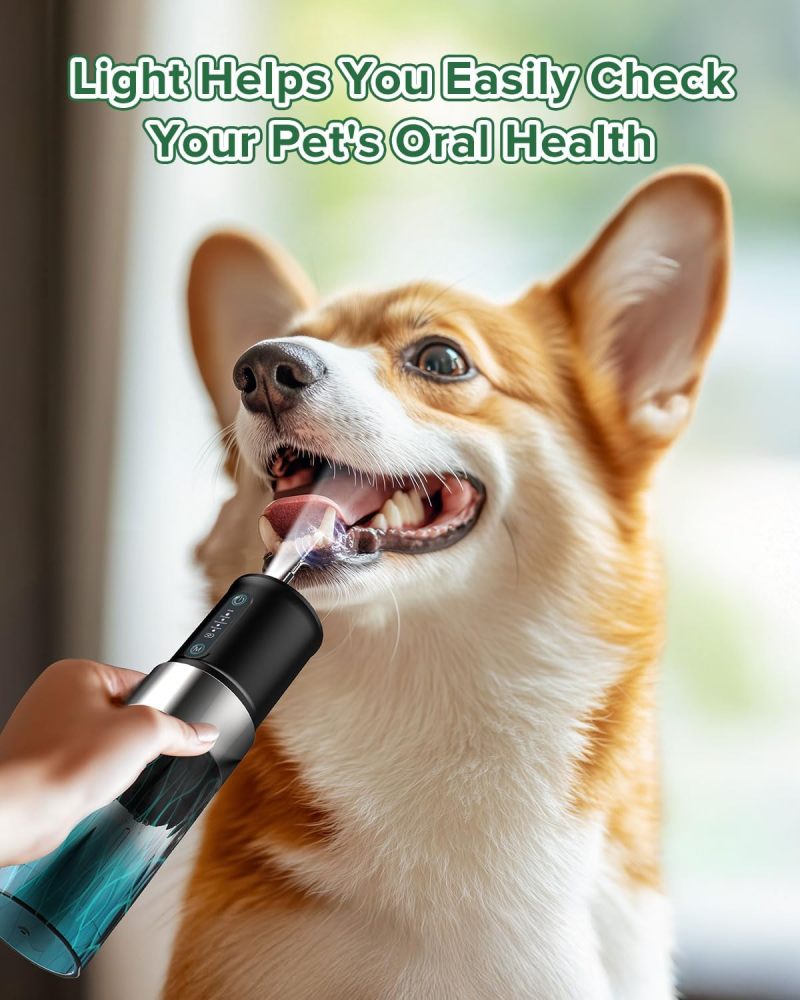 YABIFE Non-Vibrating Ultrasonic Tooth Cleaner for Dogs with Water Cooling System. Dog Plaque and Starter Remover, with Dental Care Kit and Teeth Brush, 3 Cleaning Modes with Lighting