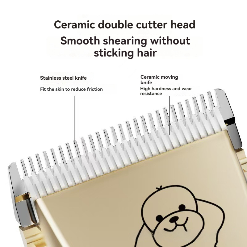 Petkcy Dog Clipper Low Noise, Dog Grooming Kit with Rechargeable, Dog Shaver Cordless Electric Quiet Hair Clipper Set for Dog Cats Pets（Gold）