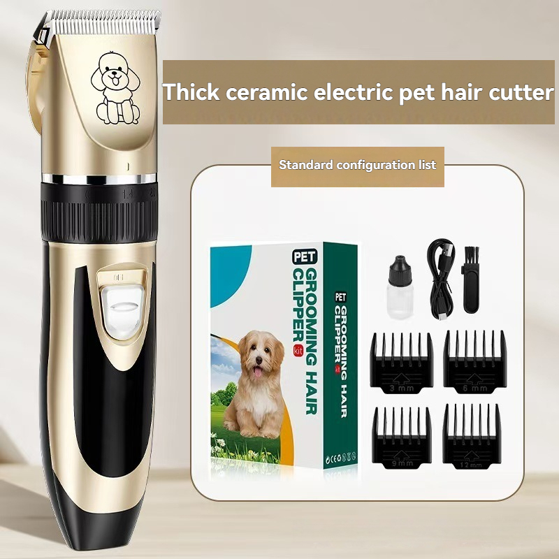 Petkcy Dog Clipper Low Noise, Dog Grooming Kit with Rechargeable, Dog Shaver Cordless Electric Quiet Hair Clipper Set for Dog Cats Pets（Gold）