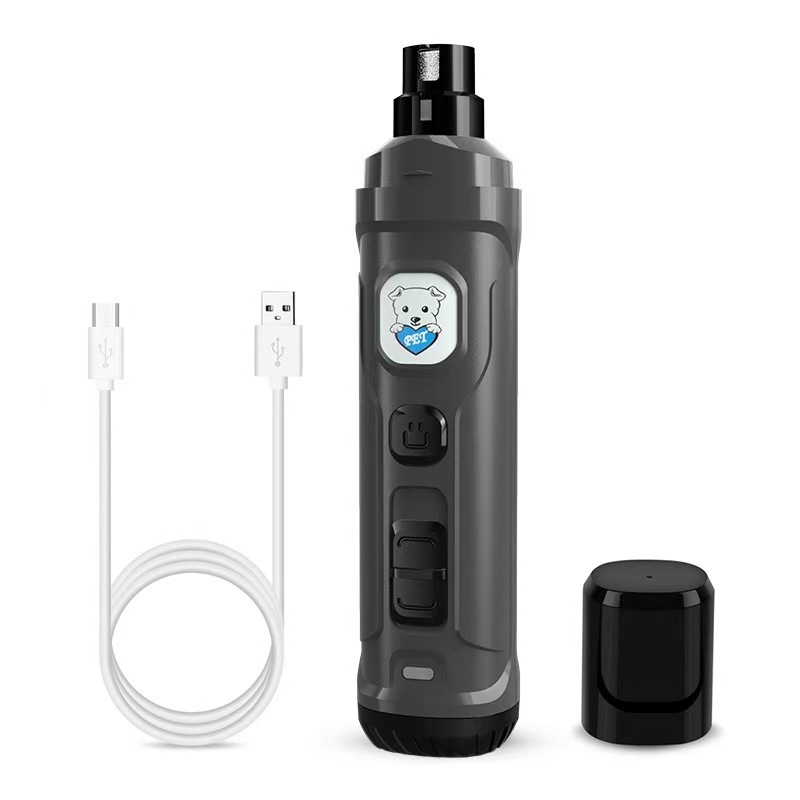 Casfuy Dog Nail Grinder with 2 LED Light - New Version 2-Speed Powerful Electric Pet Nail Trimmer Professional Quiet Painless Paws Grooming & Smoothing for Small Medium Large Dogs and Cats (Grey)