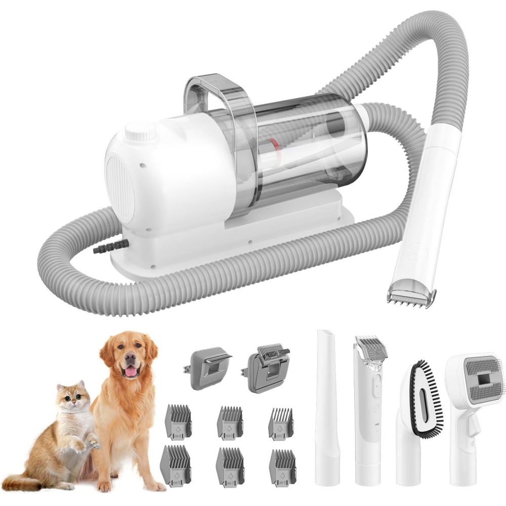 Petkcy  Pet Grooming Vacuum Suction 99% Pet Hair, Dog Grooming Kit with 5 Professional Grooming Shedding Tools for Dogs Cats and Other Animals