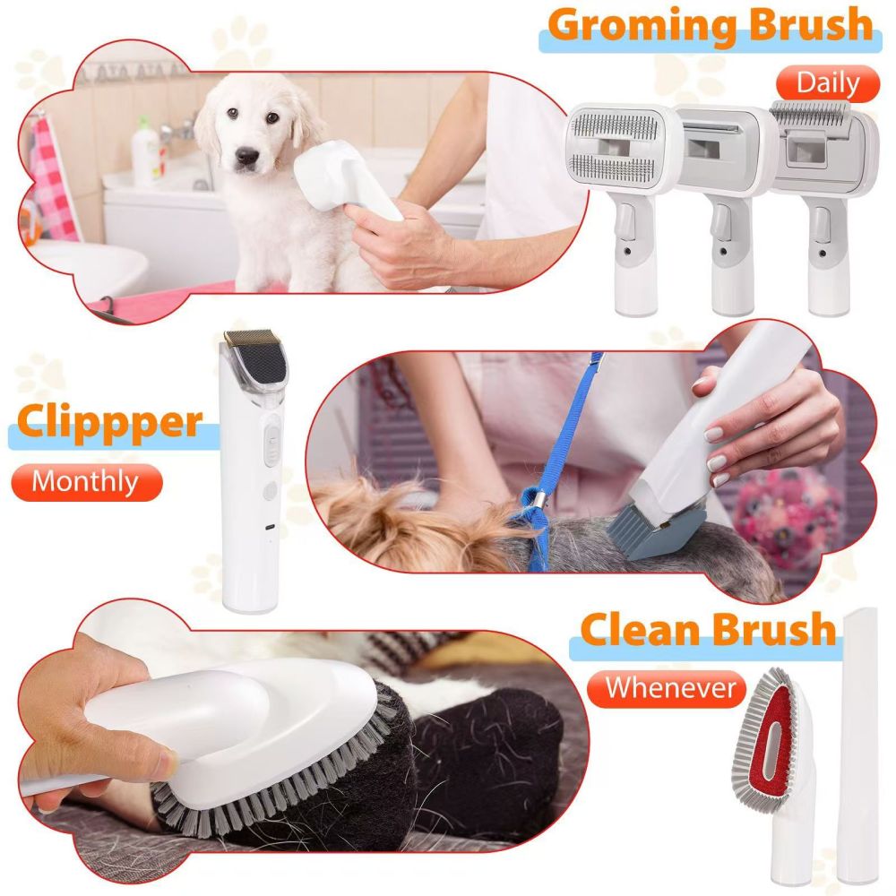 Petkcy  Pet Grooming Vacuum Suction 99% Pet Hair, Dog Grooming Kit with 5 Professional Grooming Shedding Tools for Dogs Cats and Other Animals