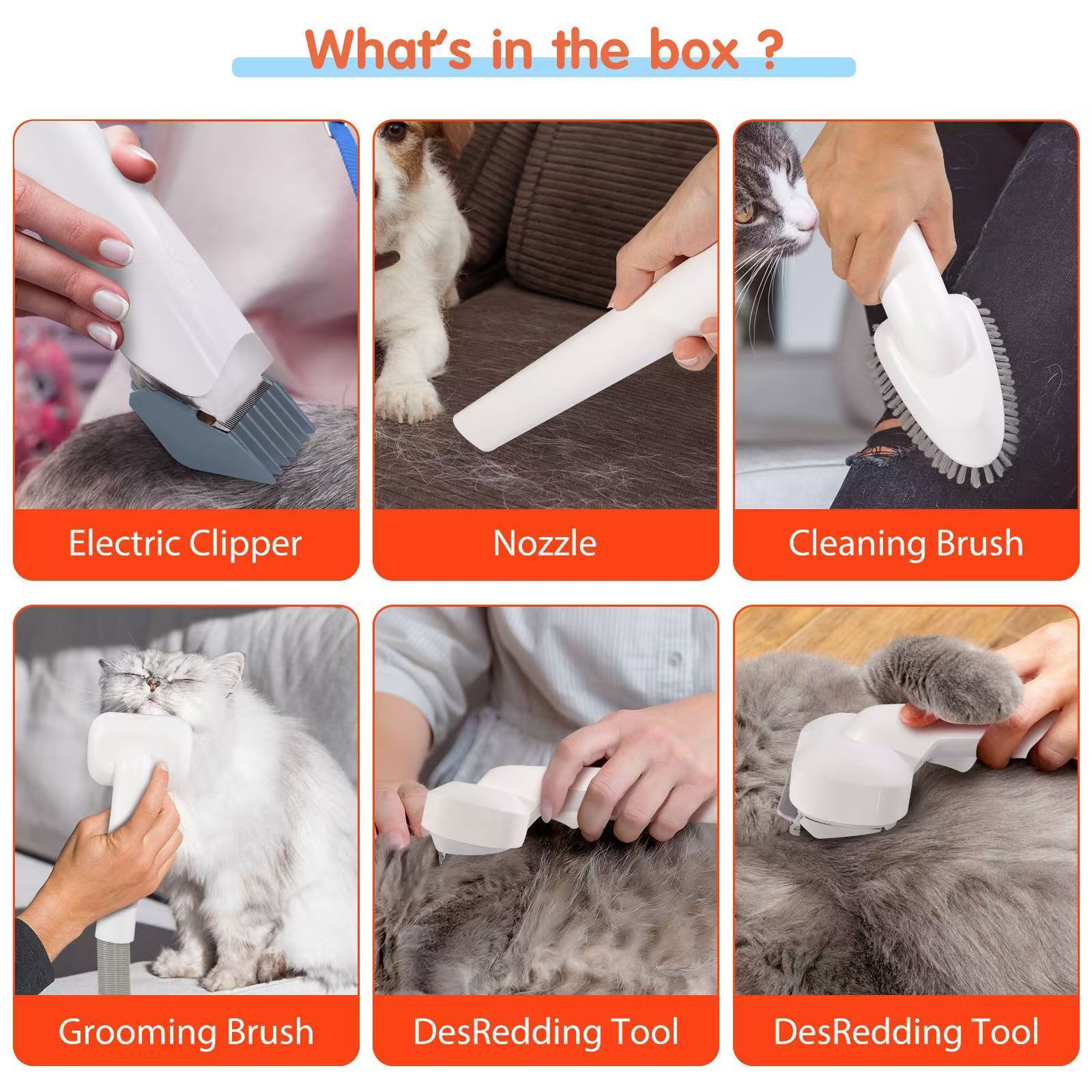 Petkcy  Pet Grooming Vacuum Suction 99% Pet Hair, Dog Grooming Kit with 5 Professional Grooming Shedding Tools for Dogs Cats and Other Animals