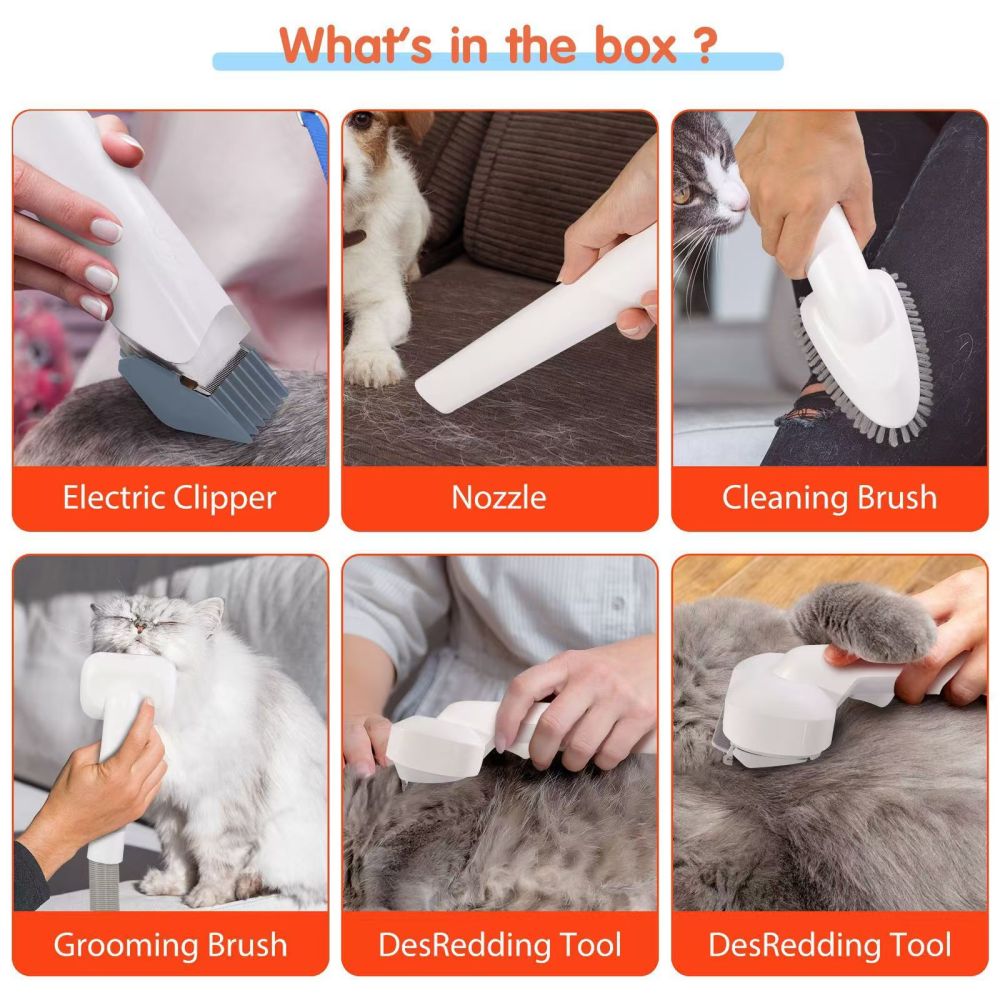 Petkcy  Pet Grooming Vacuum Suction 99% Pet Hair, Dog Grooming Kit with 5 Professional Grooming Shedding Tools for Dogs Cats and Other Animals