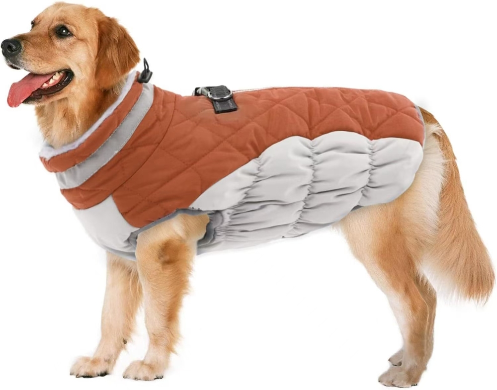 Dog Jackets for Medium Dogs,Medium Dog Coat,Warm Pet Winter Coat Zip Up Back,Waterproof Dogs Jacket with D-Ring,Pet Cold Weather Coats with Fleece Lined, Snowsuit Pug Boston Terrier,Red,M