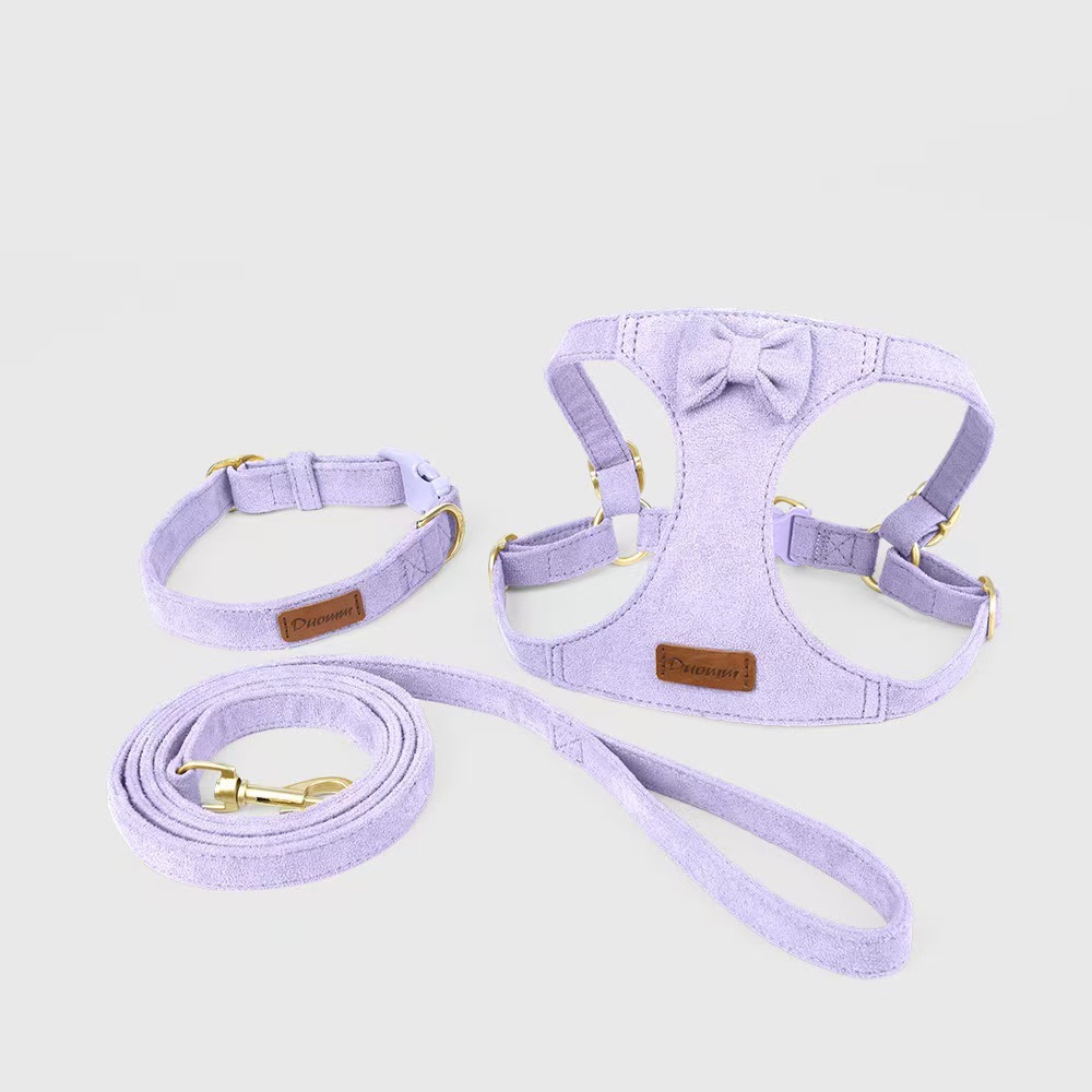 Petkcy  No Pull XXS Puppy Harness with Multifunction Dog Leash,Soft Adjustable No Choke Escape Proof Pet Harness Vest,Light Purple,XXS