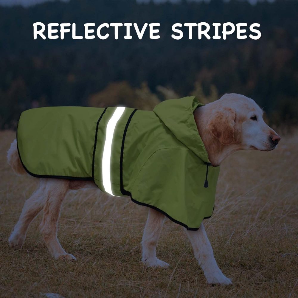 Dog Raincoat - Reflective Waterproof Dog Rain Jacket Lightweight Rain Coat for Small Medium Large Dogs (Medium, Green)