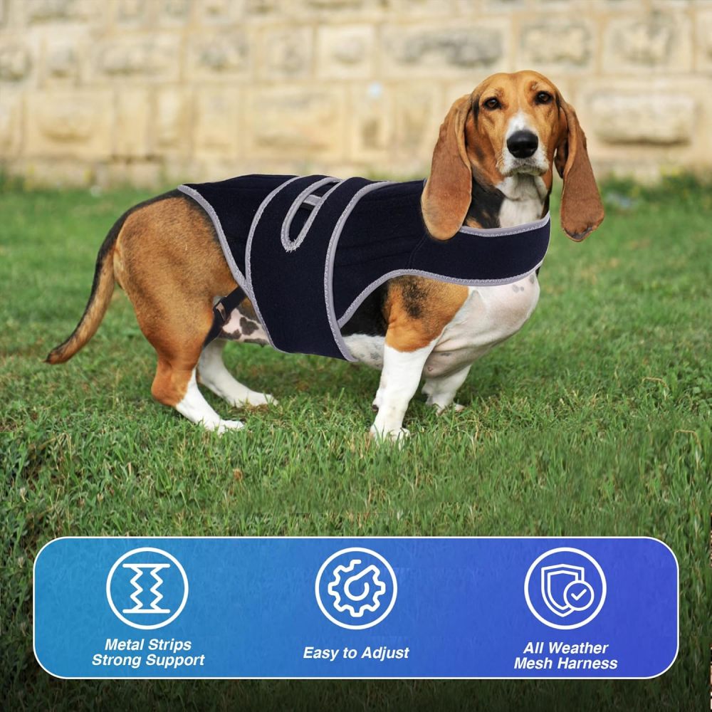 Dog Back Brace for Dogs with IVDD, Soft and Breathable Pet Back Bracer Arthritis for Shih Tzu, Dachshund Surgical Recovery and Rehabilitation, Reflective Chest Braces Helps Pain Relief (Small)