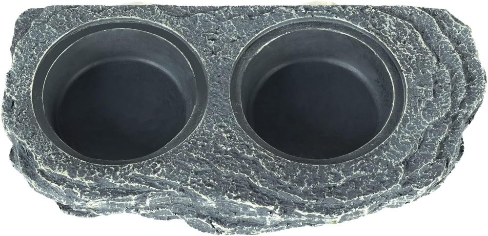 REPTIZOO Reptile Magnetic Feeder Ledge, Double Bowl Reptile Food Dish with 6PCS Feeding Cups Food Water Feeder for Crested Gecko Lizard Chameleon Pets