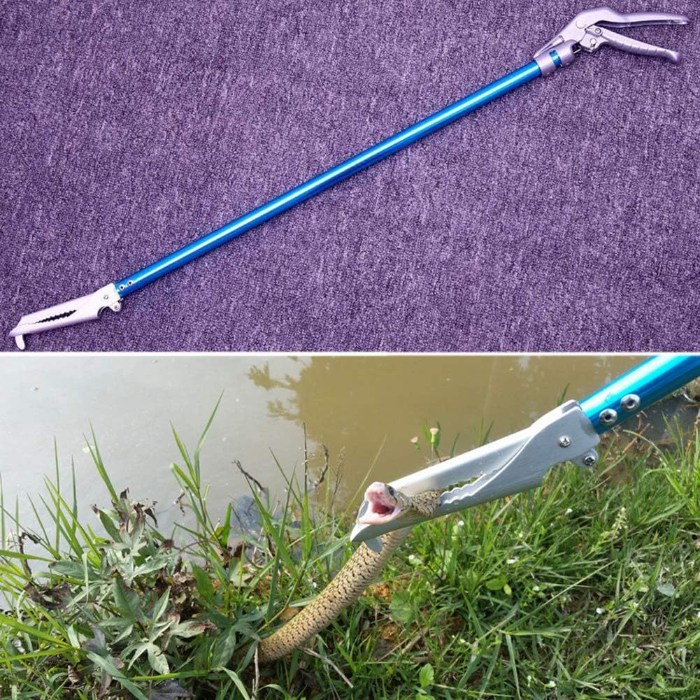 60" Professional All-Aluminum Alloy Snake Tong Reptile Grabber Rattle Snake Catcher Wide Jaw Handling Tool with Lock