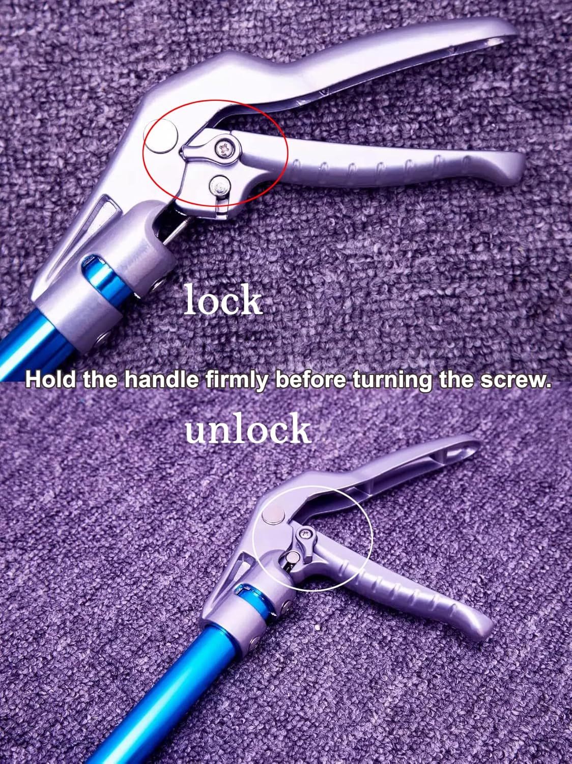 60" Professional All-Aluminum Alloy Snake Tong Reptile Grabber Rattle Snake Catcher Wide Jaw Handling Tool with Lock