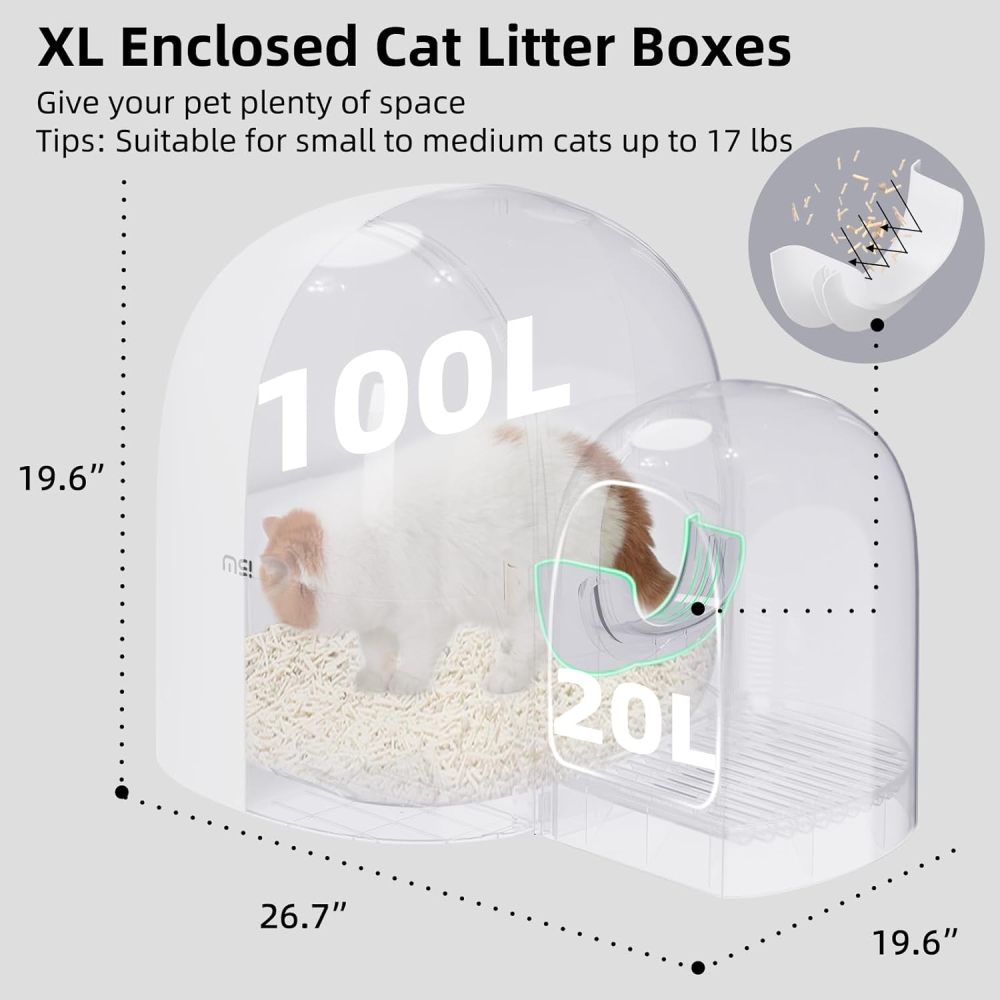 MS!MAKE SURE Cat Litter Box Enclosure with Lid, Extra Large Covered Hidden Dog Proof Closed Modern Cat Litter Box Furniture with Scoop, for Odor Control and Less Tracking, Easy to Clean - Snow White