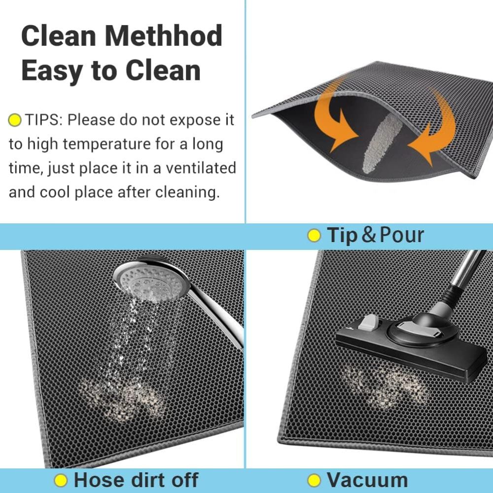 Pieviev Cat Litter Mat Double Layer Waterproof Urine Proof Trapping Mat 1 Pack (Gray, 24x15 Inch (Pack of 1))