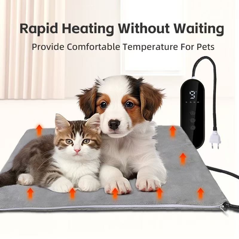 KCY Pet Heating Pad, 6 Adjustable Temperature Dog Cat Heating Pad with Timer, Waterproof Heated Cat Bed with Chew Resistant Cord, Indoor Electric Pet Heated Mat 18x16in