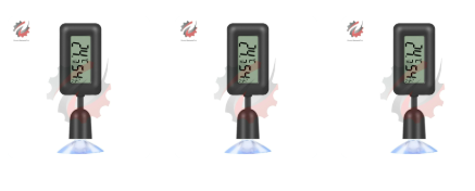 Mini Digital Reptile Thermometer 360 Degree Rotating Luminous Suction Cup Hygrometer For Lizards Snakes Spiders Blue Green