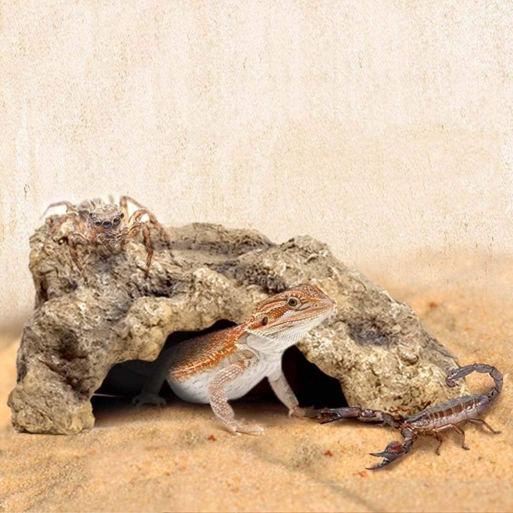Simulation Resin Hideout, Amphibian Aquarium Reptile Box Hideout- Habitat Corner Decor Lizard Snake Turtle Hideouts