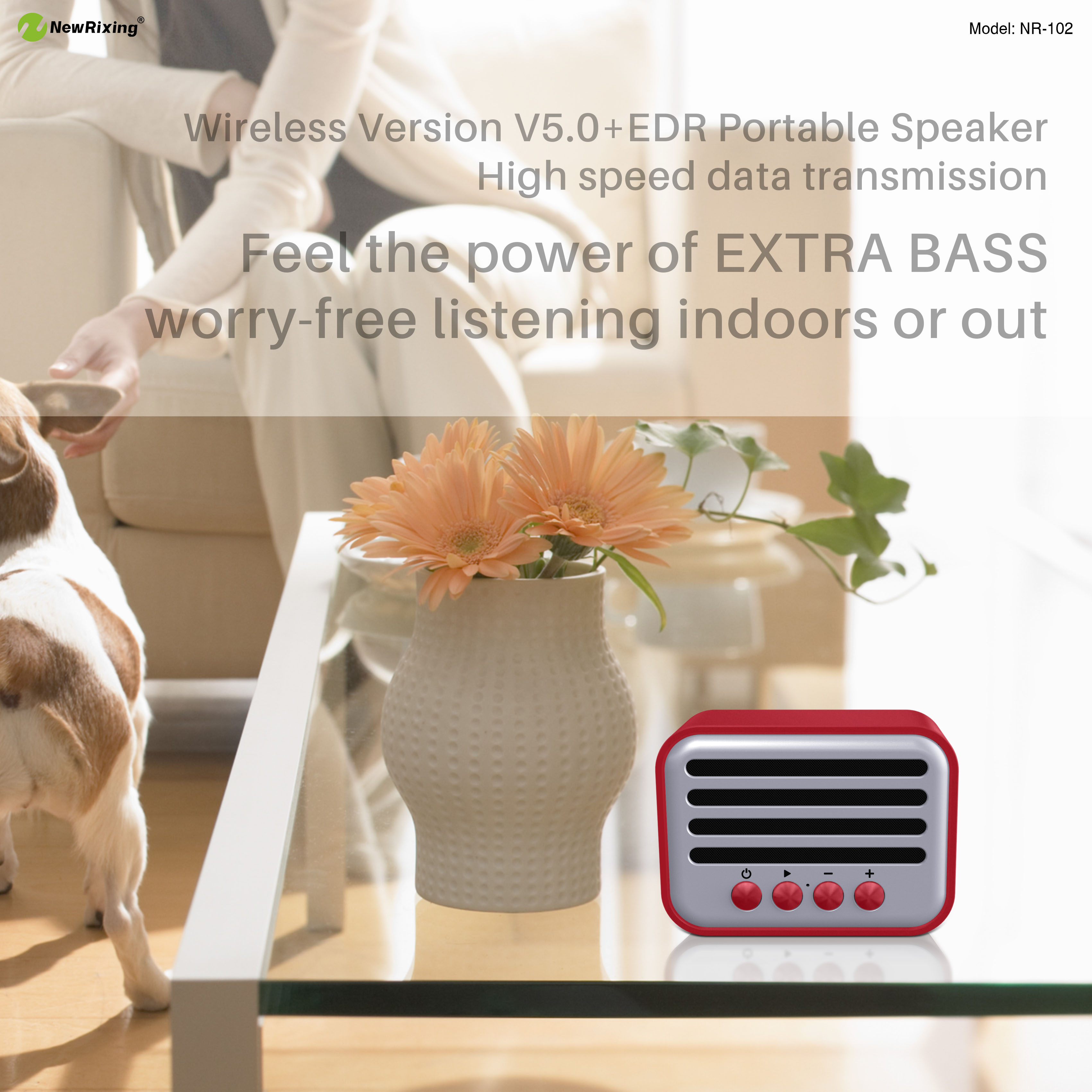 NewRixing NR-102 Outdoor Small Speaker Supplier MP3 Speakers Exporter Patent design Mini unique gift bluetooth speaker