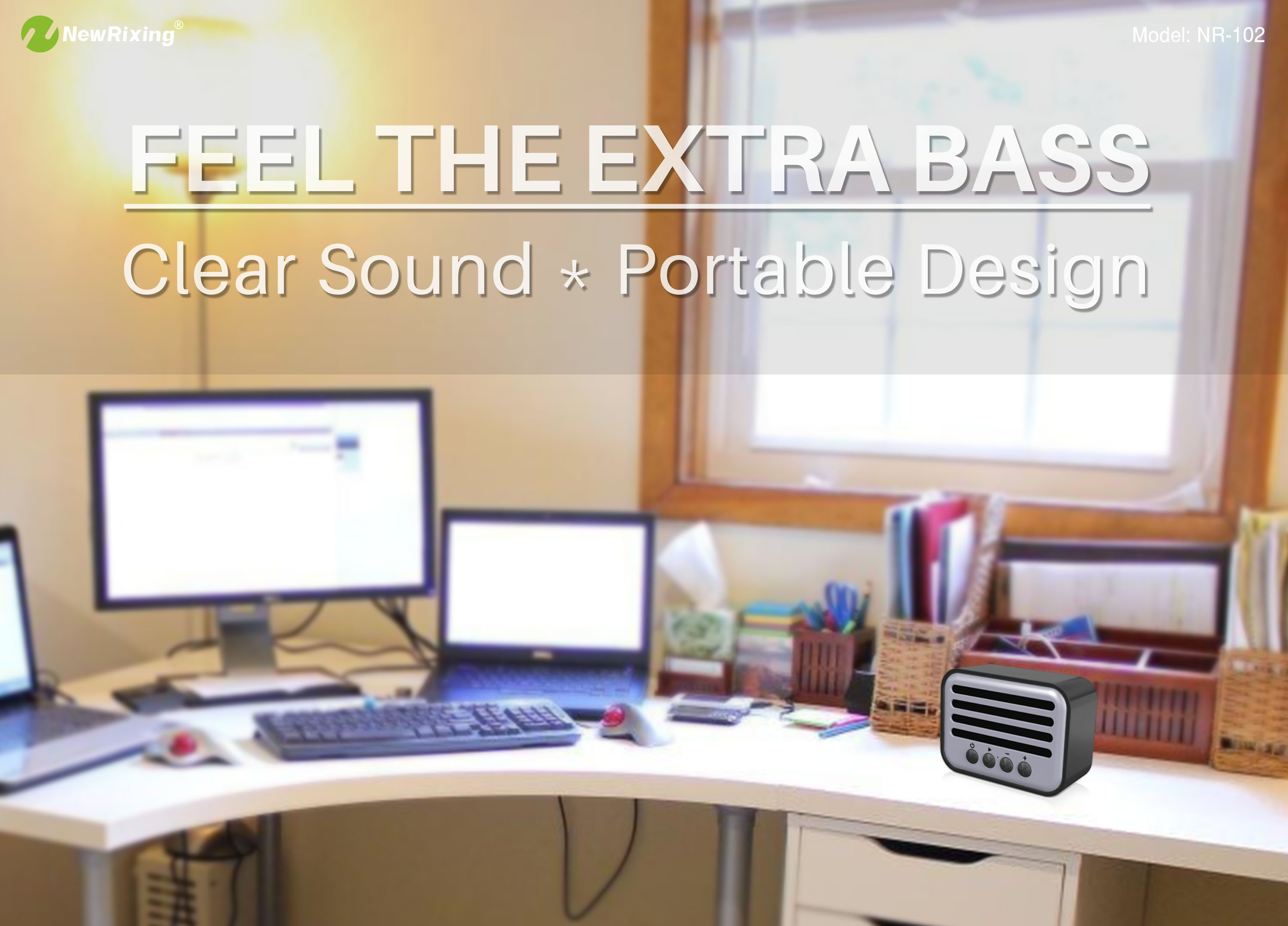 NewRixing NR-102 Outdoor Small Speaker Supplier MP3 Speakers Exporter Patent design Mini unique gift bluetooth speaker