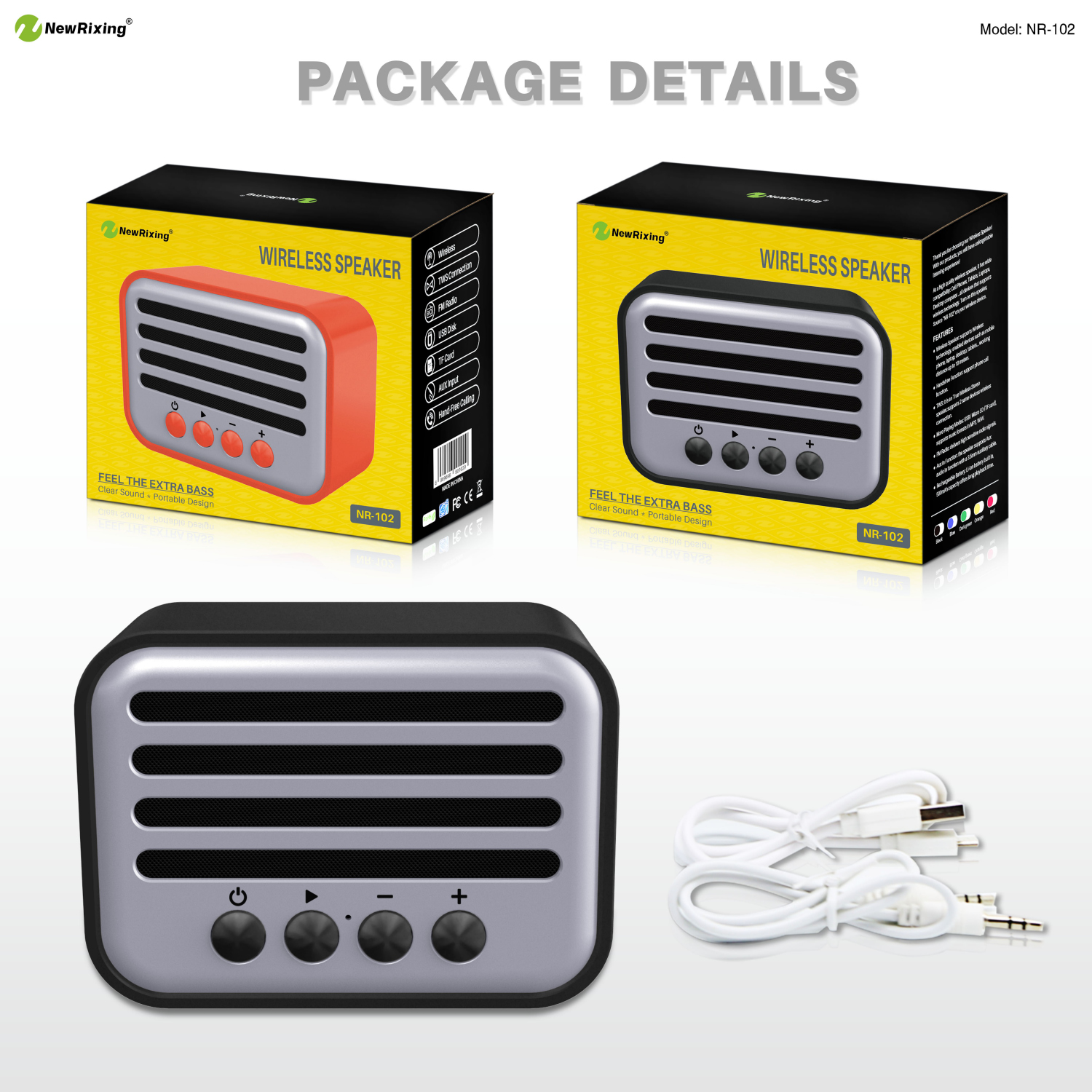 NewRixing NR-102 Outdoor Small Speaker Supplier MP3 Speakers Exporter Patent design Mini unique gift bluetooth speaker
