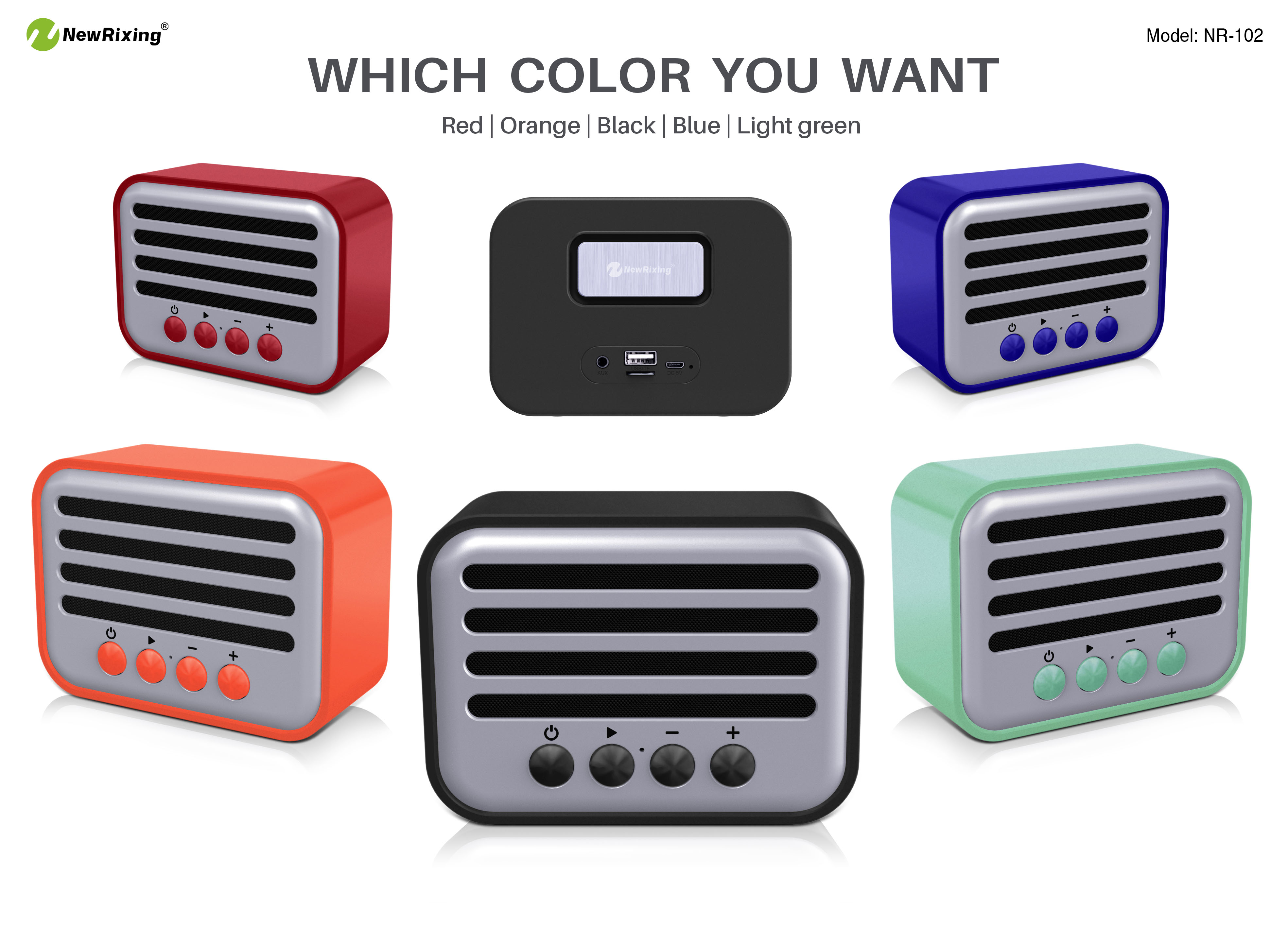 NewRixing NR-102 Outdoor Small Speaker Supplier MP3 Speakers Exporter Patent design Mini unique gift bluetooth speaker