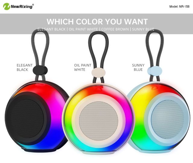 Speaker komputer NewRixing NR-158, produsen speaker tahan air luar ruangan, fungsi TWS, lampu RGB, desain portabel berkualitas tinggi