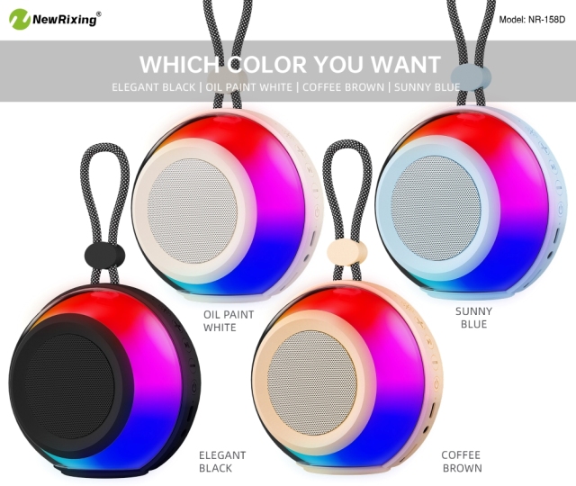Speaker komputer NewRixing NR-158, produsen speaker tahan air luar ruangan, fungsi TWS, lampu RGB, desain portabel berkualitas tinggi
