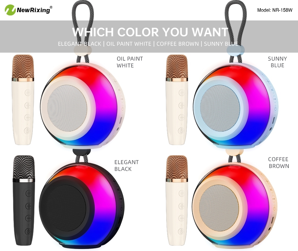 Speaker komputer NewRixing NR-158, produsen speaker tahan air luar ruangan, fungsi TWS, lampu RGB, desain portabel berkualitas tinggi