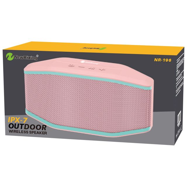 Fabricante de altavoces móviles NewRixing NR-196/196S, pequeños altavoces Bluetooth, exportadores, IPX7, resistente al agua y al polvo, luz RGB.