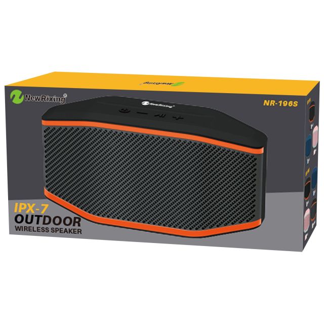 Fabricante de altavoces móviles NewRixing NR-196/196S, pequeños altavoces Bluetooth, exportadores, IPX7, resistente al agua y al polvo, luz RGB.