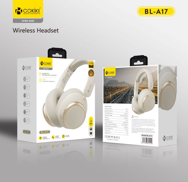 Casque stéréo sans fil COKIKE BL-A17 - Exportateur
Casque Bluetooth portable pour téléphone portable