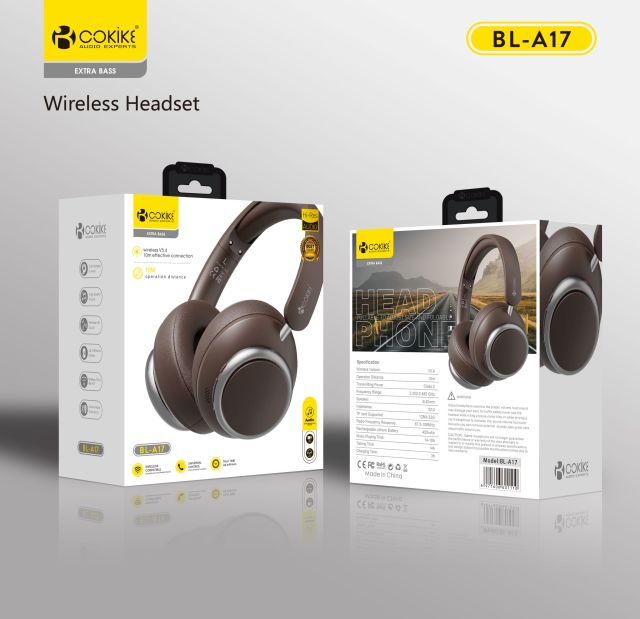 Casque stéréo sans fil COKIKE BL-A17 - Exportateur
Casque Bluetooth portable pour téléphone portable