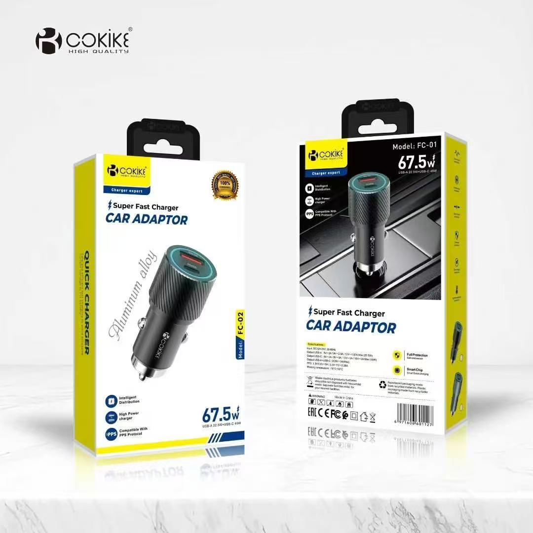 COKIKE FC-02 USB Fast Charging Car Charger Supplier Universal USB Car Adapter For Cell phone and Tablets