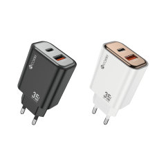 Carregador de tomada Euro COKIKE FT-10 Exportador Adaptador de energia USB inteligente com cabo de carregamento para celulares e tablets