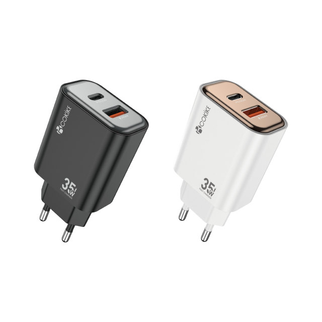Carregador de tomada Euro COKIKE FT-10 Exportador Adaptador de energia USB inteligente com cabo de carregamento para celulares e tablets